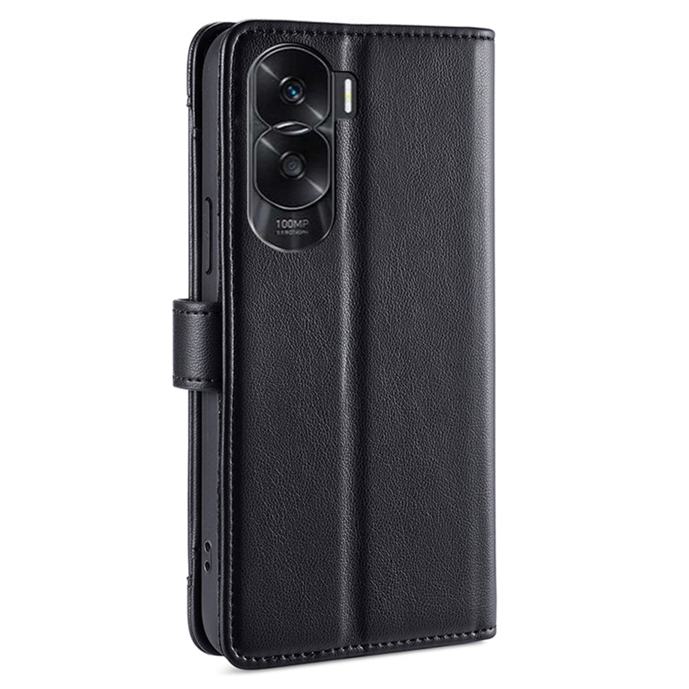 Leather Phone Cover for Honor X50i 5G / 90 Lite 5G Folio Flip Stand Wallet Case with Zipper Pocket