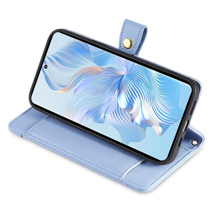 Leather Phone Cover for Honor X50i 5G / 90 Lite 5G Folio Flip Stand Wallet Case with Zipper Pocket