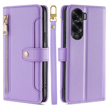 Leather Phone Cover for Honor X50i 5G / 90 Lite 5G Folio Flip Stand Wallet Case with Zipper Pocket
