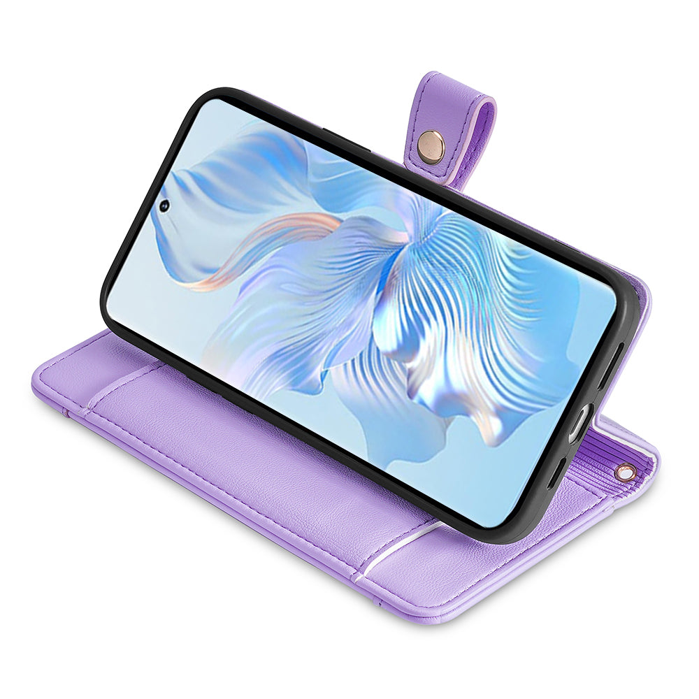 Leather Phone Cover for Honor X50i 5G / 90 Lite 5G Folio Flip Stand Wallet Case with Zipper Pocket