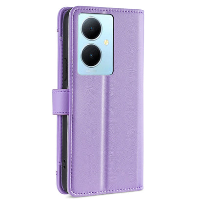 PU Leather+TPU Phone Cover for vivo Y78+ 5G Anti-drop Stand Wallet Case with Zipper Pocket