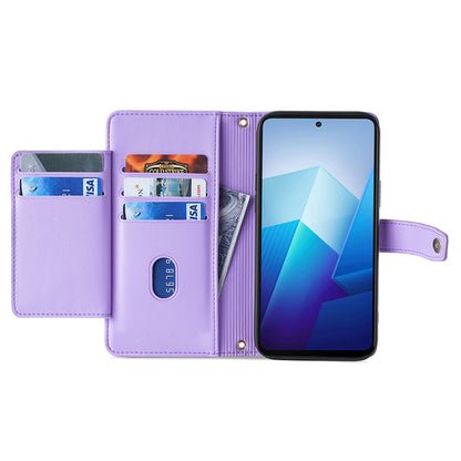 PU Leather+TPU Phone Cover for vivo Y78+ 5G Anti-drop Stand Wallet Case with Zipper Pocket