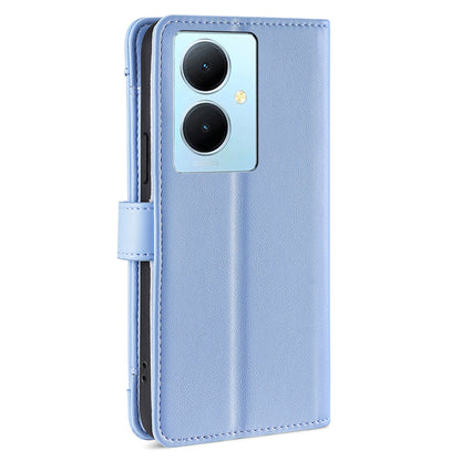 PU Leather+TPU Phone Cover for vivo Y78+ 5G Anti-drop Stand Wallet Case with Zipper Pocket