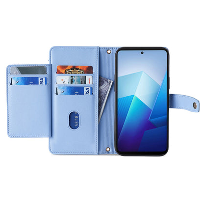 PU Leather+TPU Phone Cover for vivo Y78+ 5G Anti-drop Stand Wallet Case with Zipper Pocket
