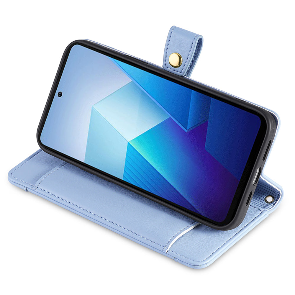 PU Leather+TPU Phone Cover for vivo Y78+ 5G Anti-drop Stand Wallet Case with Zipper Pocket