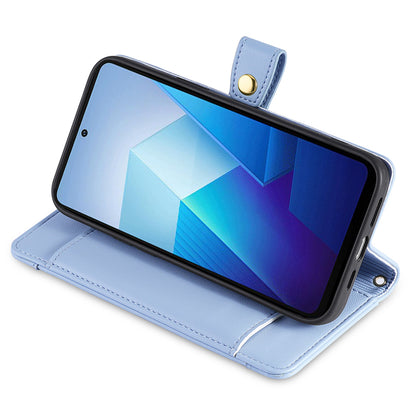 PU Leather+TPU Phone Cover for vivo Y78+ 5G Anti-drop Stand Wallet Case with Zipper Pocket