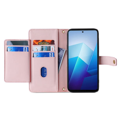 PU Leather+TPU Phone Cover for vivo Y78+ 5G Anti-drop Stand Wallet Case with Zipper Pocket