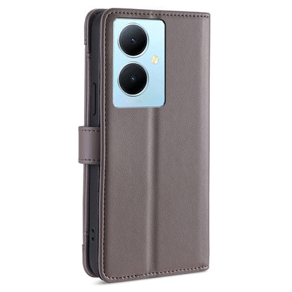 PU Leather+TPU Phone Cover for vivo Y78+ 5G Anti-drop Stand Wallet Case with Zipper Pocket