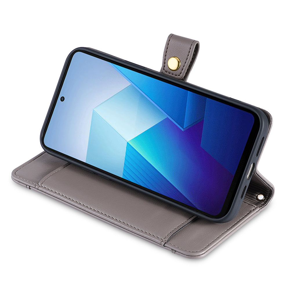 PU Leather+TPU Phone Cover for vivo Y78+ 5G Anti-drop Stand Wallet Case with Zipper Pocket