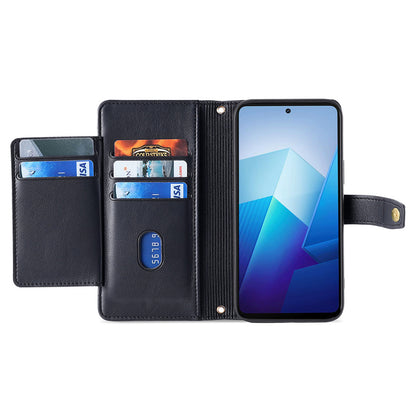 PU Leather+TPU Phone Cover for vivo Y78+ 5G Anti-drop Stand Wallet Case with Zipper Pocket