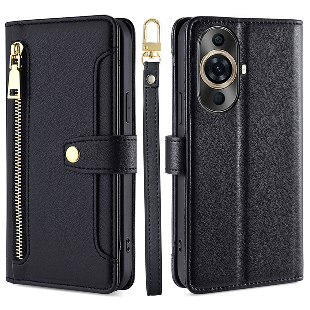 For Huawei nova 11 Pro / 11 Ultra PU Leather+TPU Phone Cover Stand Wallet Case with Zipper Pocket