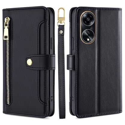For Oppo A1 5G / A98 5G / F23 5G Scratch Proof PU Leather+TPU Phone Cover Stand Wallet Case with Zipper Pocket