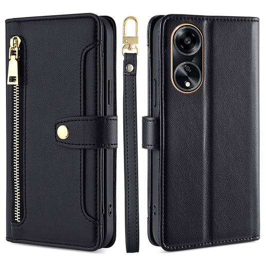For Oppo A1 5G / A98 5G / F23 5G Scratch Proof PU Leather+TPU Phone Cover Stand Wallet Case with Zipper Pocket