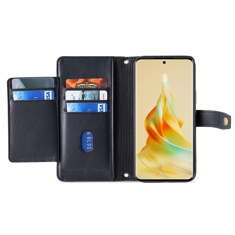 For Oppo A1 5G / A98 5G / F23 5G Scratch Proof PU Leather+TPU Phone Cover Stand Wallet Case with Zipper Pocket