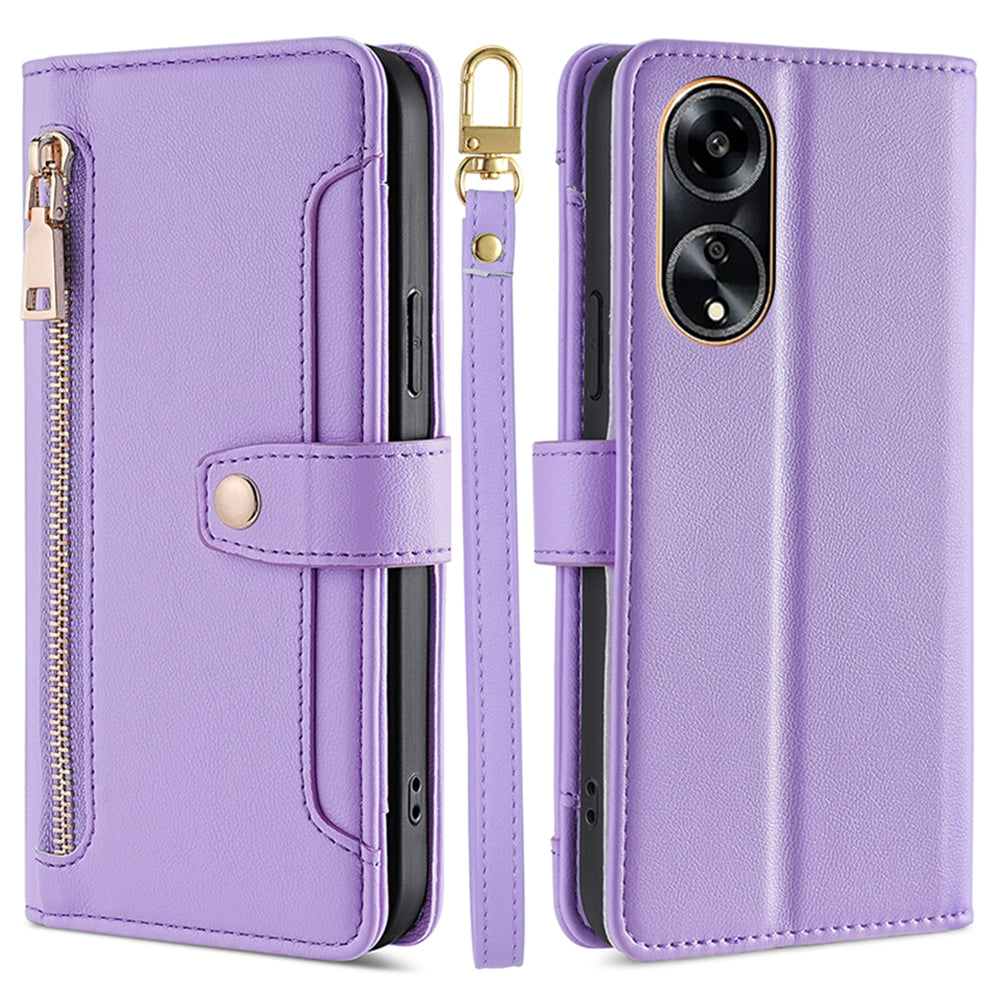 For Oppo A1 5G / A98 5G / F23 5G Scratch Proof PU Leather+TPU Phone Cover Stand Wallet Case with Zipper Pocket