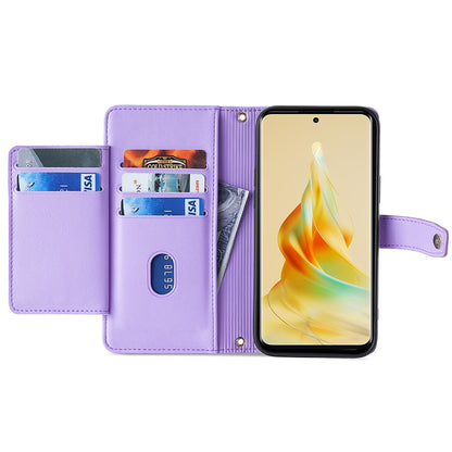 For Oppo A1 5G / A98 5G / F23 5G Scratch Proof PU Leather+TPU Phone Cover Stand Wallet Case with Zipper Pocket
