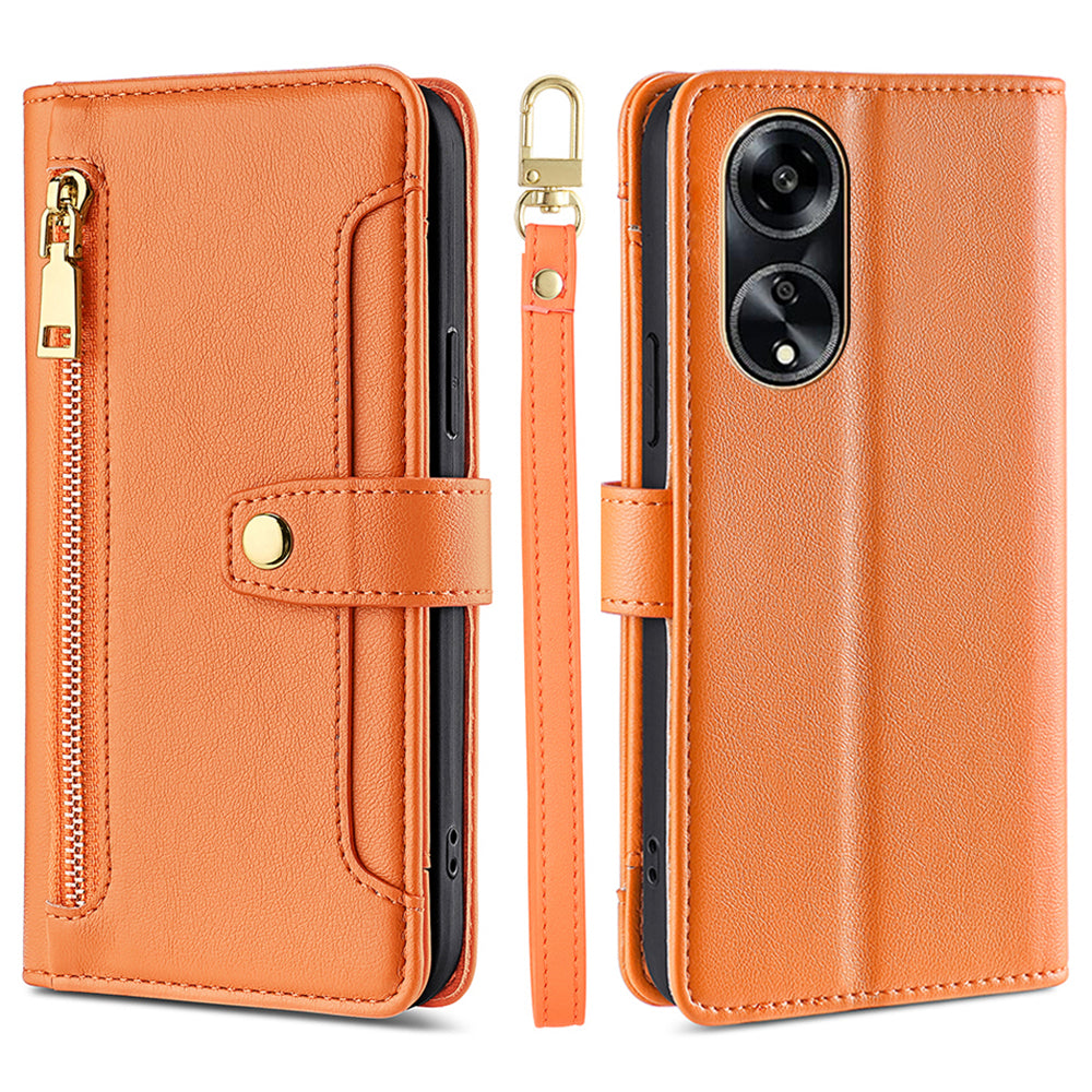 For Oppo A1 5G / A98 5G / F23 5G Scratch Proof PU Leather+TPU Phone Cover Stand Wallet Case with Zipper Pocket