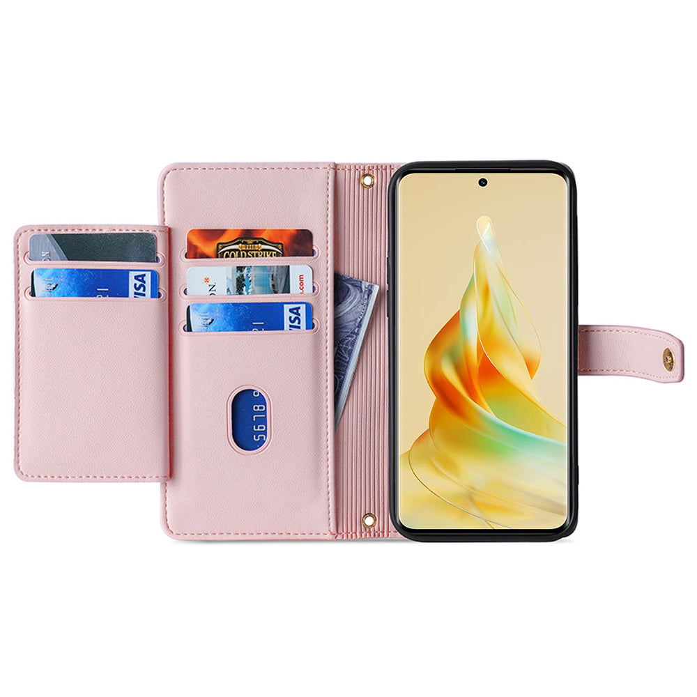 For Oppo A1 5G / A98 5G / F23 5G Scratch Proof PU Leather+TPU Phone Cover Stand Wallet Case with Zipper Pocket