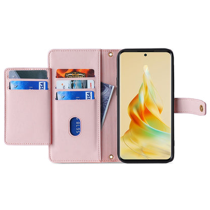 For Oppo A1 5G / A98 5G / F23 5G Scratch Proof PU Leather+TPU Phone Cover Stand Wallet Case with Zipper Pocket