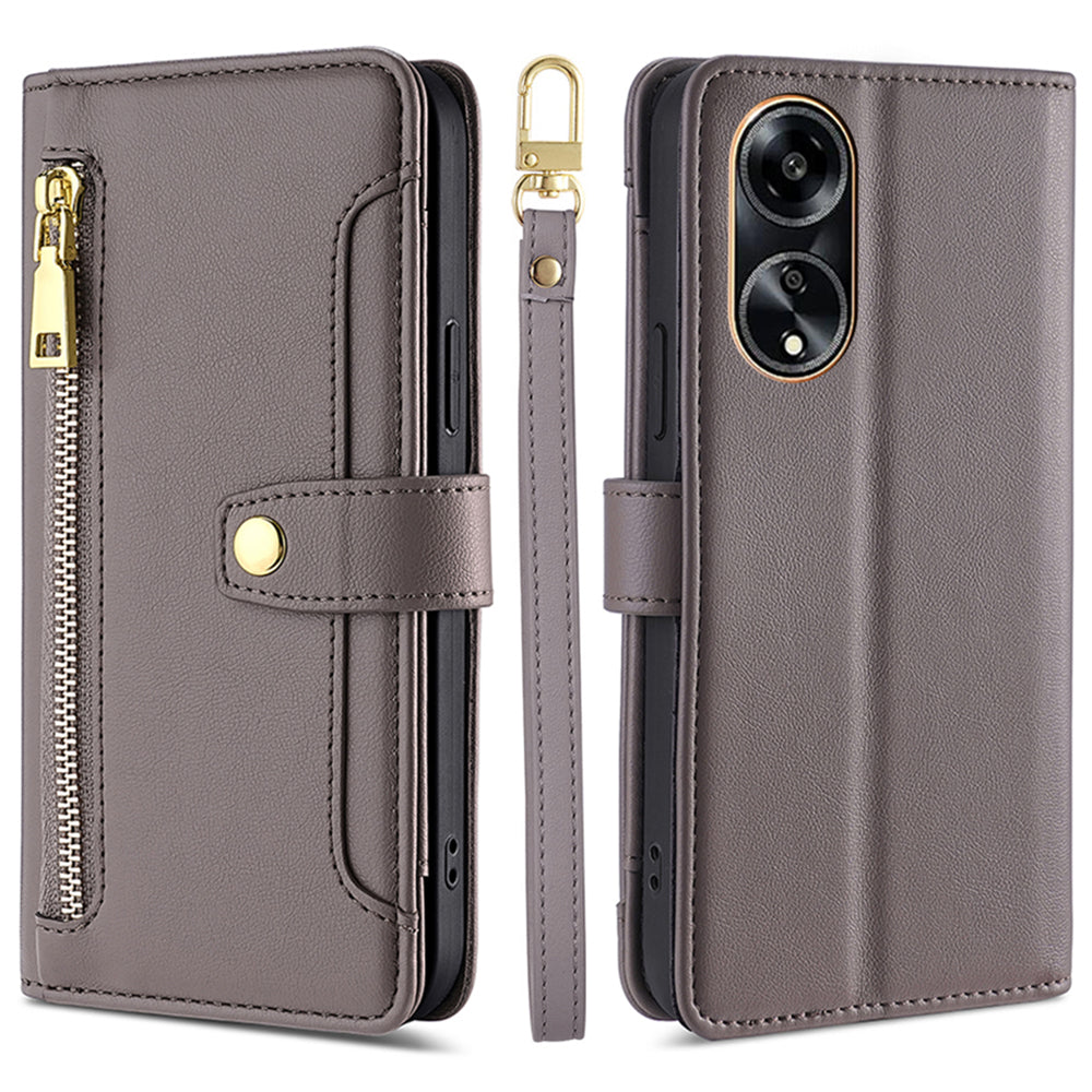 For Oppo A1 5G / A98 5G / F23 5G Scratch Proof PU Leather+TPU Phone Cover Stand Wallet Case with Zipper Pocket