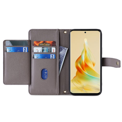 For Oppo A1 5G / A98 5G / F23 5G Scratch Proof PU Leather+TPU Phone Cover Stand Wallet Case with Zipper Pocket