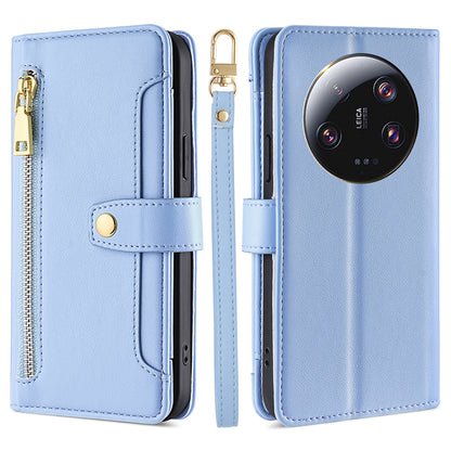 For Xiaomi 13 Ultra Anti-collision PU Leather+TPU Phone Cover Stand Wallet Case with Zipper Pocket
