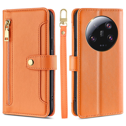 For Xiaomi 13 Ultra Anti-collision PU Leather+TPU Phone Cover Stand Wallet Case with Zipper Pocket