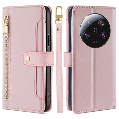 For Xiaomi 13 Ultra Anti-collision PU Leather+TPU Phone Cover Stand Wallet Case with Zipper Pocket