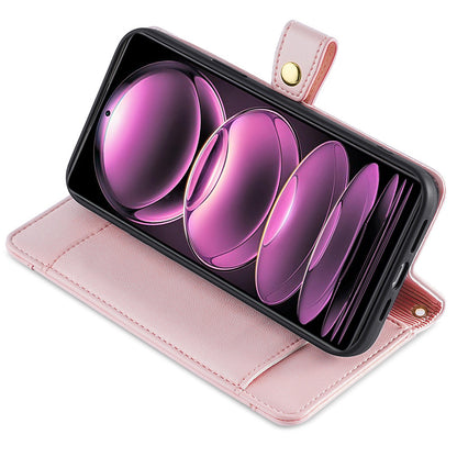 For Xiaomi 13 Ultra Anti-collision PU Leather+TPU Phone Cover Stand Wallet Case with Zipper Pocket