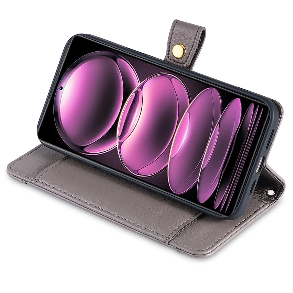 For Xiaomi 13 Ultra Anti-collision PU Leather+TPU Phone Cover Stand Wallet Case with Zipper Pocket