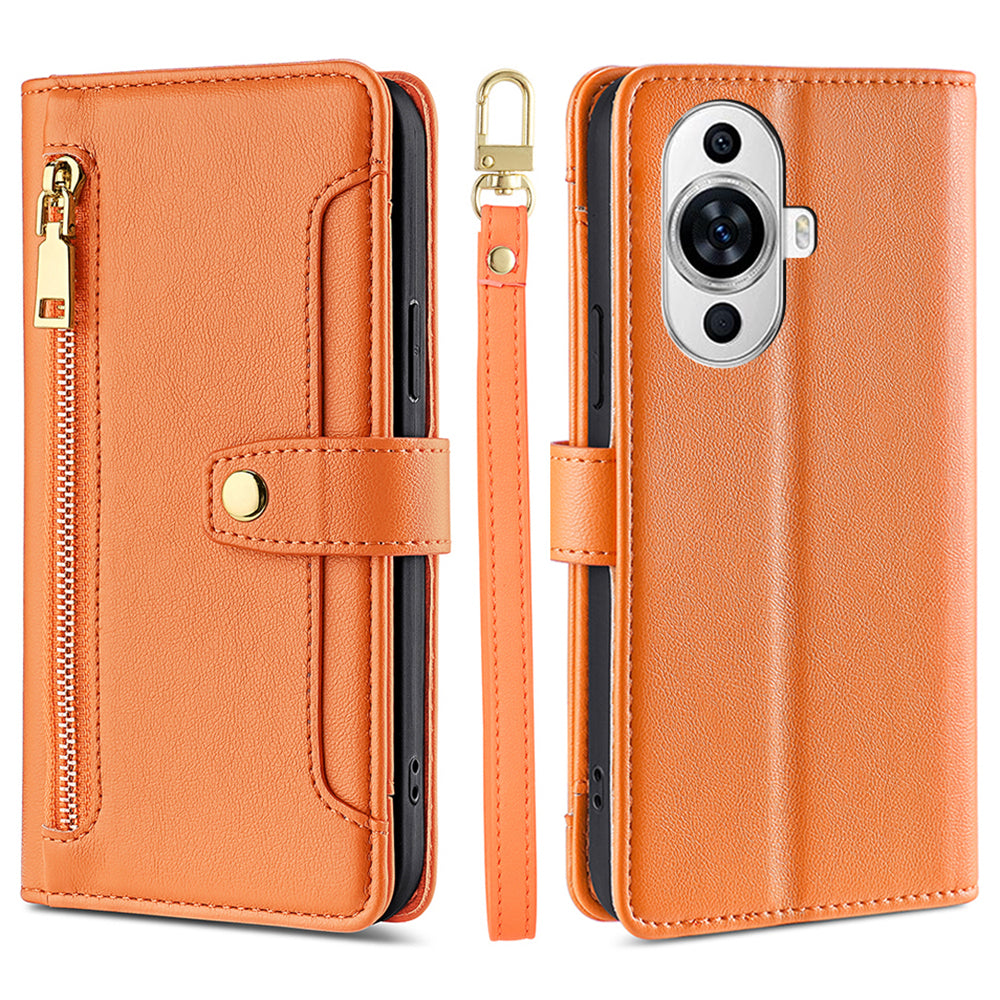 For Huawei nova 11 PU Leather+TPU Phone Cover Anti-drop Stand Wallet Case with Zipper Pocket