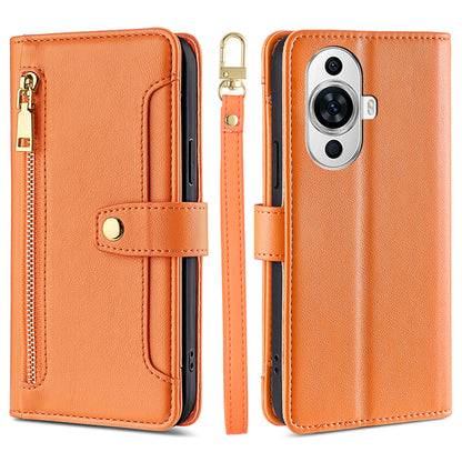 For Huawei nova 11 PU Leather+TPU Phone Cover Anti-drop Stand Wallet Case with Zipper Pocket