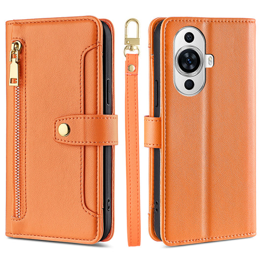 For Huawei nova 11 PU Leather+TPU Phone Cover Anti-drop Stand Wallet Case with Zipper Pocket