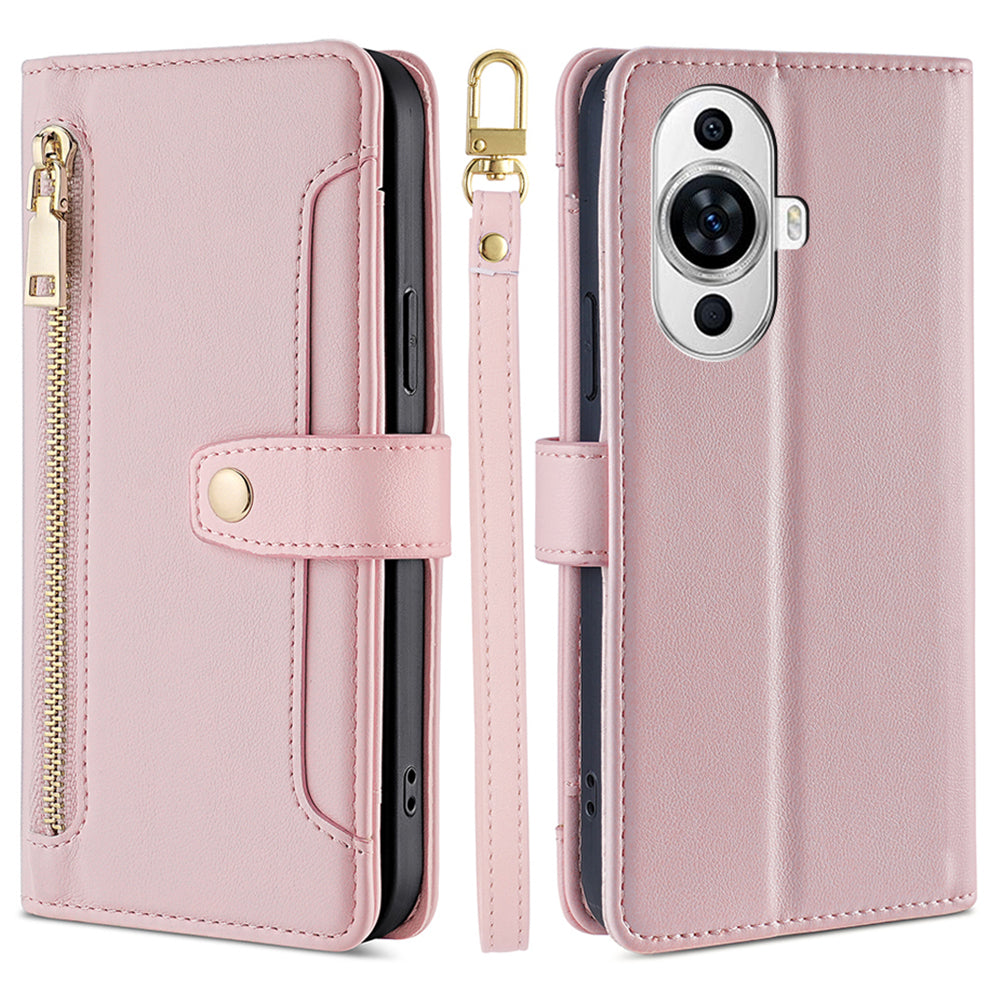 For Huawei nova 11 PU Leather+TPU Phone Cover Anti-drop Stand Wallet Case with Zipper Pocket