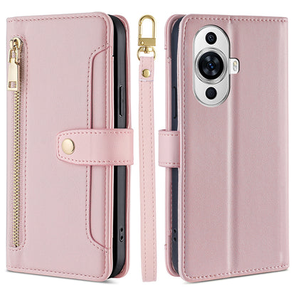 For Huawei nova 11 PU Leather+TPU Phone Cover Anti-drop Stand Wallet Case with Zipper Pocket