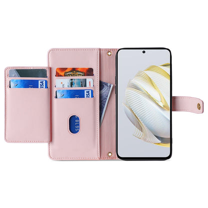 For Huawei nova 11 PU Leather+TPU Phone Cover Anti-drop Stand Wallet Case with Zipper Pocket
