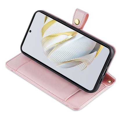For Huawei nova 11 PU Leather+TPU Phone Cover Anti-drop Stand Wallet Case with Zipper Pocket