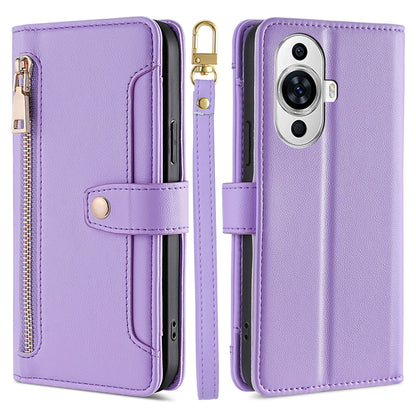 For Huawei nova 11 PU Leather+TPU Phone Cover Anti-drop Stand Wallet Case with Zipper Pocket