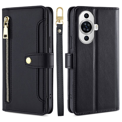 For Huawei nova 11 PU Leather+TPU Phone Cover Anti-drop Stand Wallet Case with Zipper Pocket