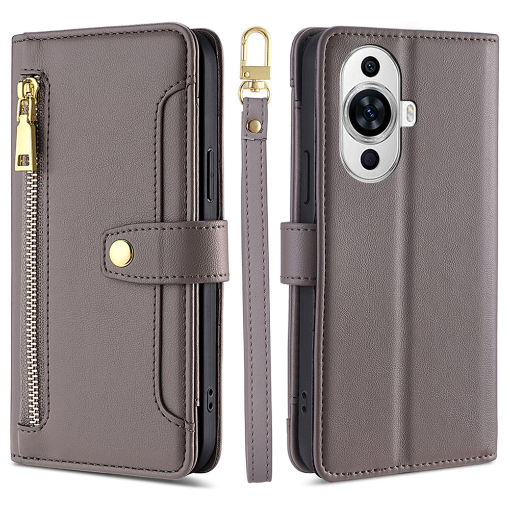 For Huawei nova 11 PU Leather+TPU Phone Cover Anti-drop Stand Wallet Case with Zipper Pocket