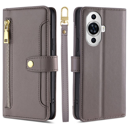 For Huawei nova 11 PU Leather+TPU Phone Cover Anti-drop Stand Wallet Case with Zipper Pocket