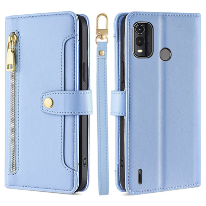 For Nokia G11 Plus 4G PU Leather+TPU Fully Wrapped Phone Cover Stand Wallet Case with Zipper Pocket