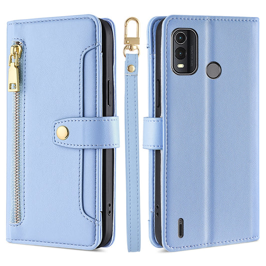 For Nokia G11 Plus 4G PU Leather+TPU Fully Wrapped Phone Cover Stand Wallet Case with Zipper Pocket