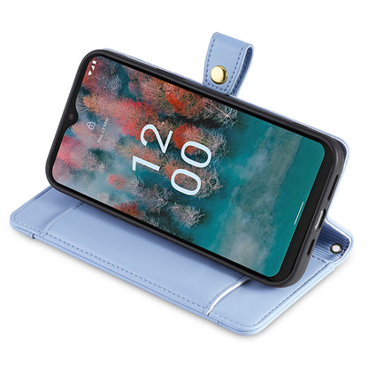 For Nokia G11 Plus 4G PU Leather+TPU Fully Wrapped Phone Cover Stand Wallet Case with Zipper Pocket