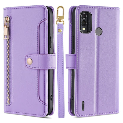 For Nokia G11 Plus 4G PU Leather+TPU Fully Wrapped Phone Cover Stand Wallet Case with Zipper Pocket