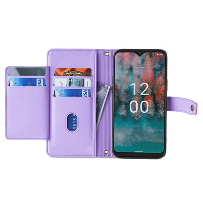 For Nokia G11 Plus 4G PU Leather+TPU Fully Wrapped Phone Cover Stand Wallet Case with Zipper Pocket