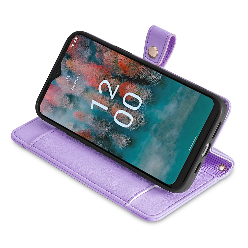 For Nokia G11 Plus 4G PU Leather+TPU Fully Wrapped Phone Cover Stand Wallet Case with Zipper Pocket