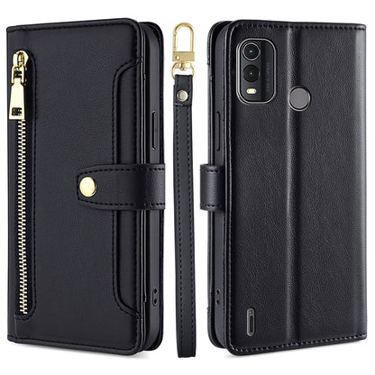 For Nokia G11 Plus 4G PU Leather+TPU Fully Wrapped Phone Cover Stand Wallet Case with Zipper Pocket