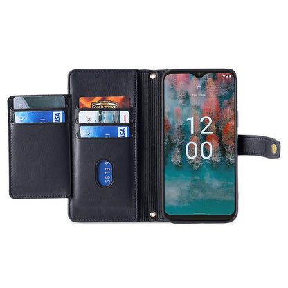 For Nokia G11 Plus 4G PU Leather+TPU Fully Wrapped Phone Cover Stand Wallet Case with Zipper Pocket