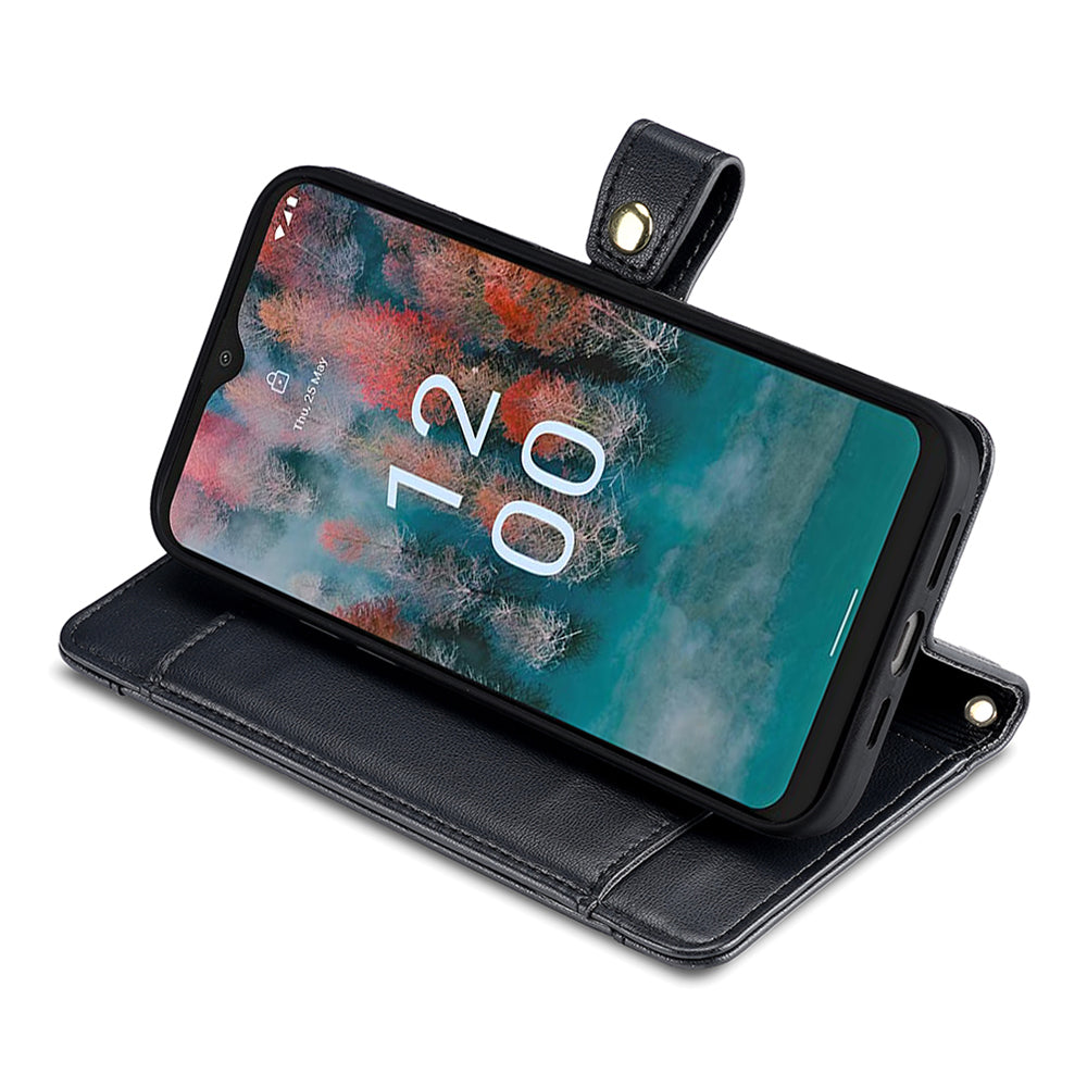 For Nokia G11 Plus 4G PU Leather+TPU Fully Wrapped Phone Cover Stand Wallet Case with Zipper Pocket